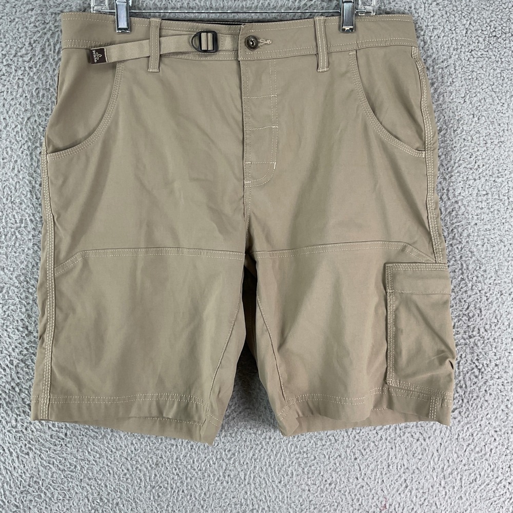 Prana Zion Shorts Mens 34 Tan Khaki Cargo Hiking Outdoor Stretch 10 Inseam